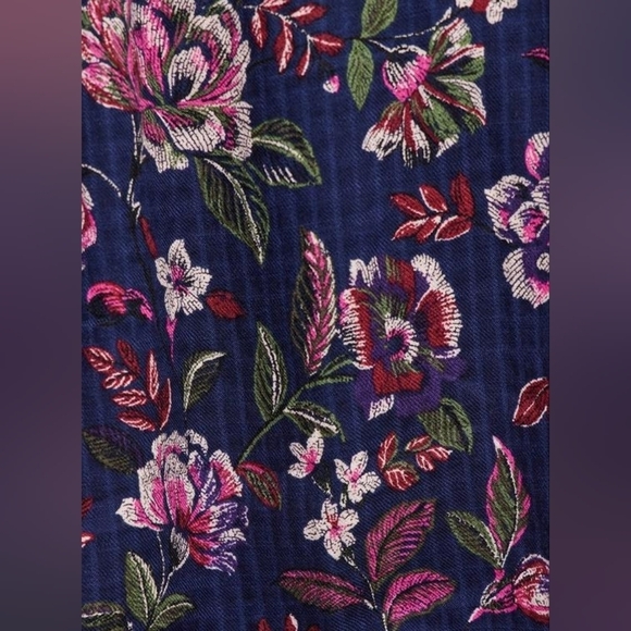 Torrid Crinkle Gauze Cold Shoulder Tie-Front Top Blue With Floral Print Size 2 - Picture 11 of 12